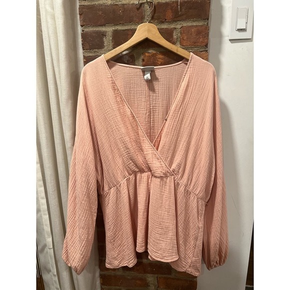 AVA & VIV Boho Dolman Sleeve Cotton Blouse Vacation Summer Plus Size 1X - Picture 2 of 6